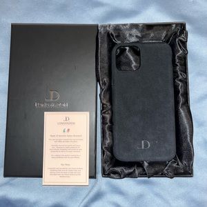 NEW-Longvadon Genuine Italian Alcantara iPhone 11 Pro Case - Midnight Black.